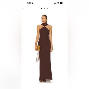 Amanda Uprichard Brown Halter Maxi Dress